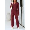 imagePRETTYGARDEN Womens 2 Piece Pullover Sweater Set Oversized V Neck Top Wide Leg Pants Fall Winter Fuzzy Lounge OutfitWine Red