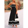 imagePRETTYGARDEN Womens 2025 Summer Flowy Maxi Dress Casual Sleeveless Spaghetti Strap Ruffle Beach Long DressesBlack