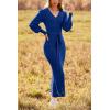 imagePRETTYGARDEN Womens Fall Knit Pullover Sweater Dress Elegant Long Lantern Sleeve V Neck Winter Maxi Bodycon DressesBlue