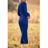 imagePRETTYGARDEN Womens Fall Knit Pullover Sweater Dress Elegant Long Lantern Sleeve V Neck Winter Maxi Bodycon DressesBlue
