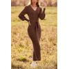 imagePRETTYGARDEN Womens Fall Knit Pullover Sweater Dress Elegant Long Lantern Sleeve V Neck Winter Maxi Bodycon DressesCoffee