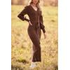 imagePRETTYGARDEN Womens Fall Knit Pullover Sweater Dress Elegant Long Lantern Sleeve V Neck Winter Maxi Bodycon DressesCoffee