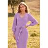 imagePRETTYGARDEN Womens Fall Knit Pullover Sweater Dress Elegant Long Lantern Sleeve V Neck Winter Maxi Bodycon DressesLight Purple