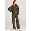 imagePRETTYGARDEN Womens 2 Piece Outfits 2025 Winter Long Sleeve Pullover Tops And Long Pants Lounge Sets TracksuitArmy Green