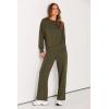 imagePRETTYGARDEN Womens 2 Piece Outfits 2025 Winter Long Sleeve Pullover Tops And Long Pants Lounge Sets TracksuitArmy Green