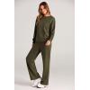 imagePRETTYGARDEN Womens 2 Piece Outfits 2025 Winter Long Sleeve Pullover Tops And Long Pants Lounge Sets TracksuitArmy Green