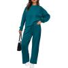 imagePRETTYGARDEN Womens 2 Piece Outfits 2025 Winter Long Sleeve Pullover Tops And Long Pants Lounge Sets TracksuitBlue Green