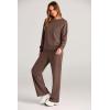 imagePRETTYGARDEN Womens 2 Piece Outfits 2025 Winter Long Sleeve Pullover Tops And Long Pants Lounge Sets TracksuitBrown