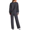 imagePRETTYGARDEN Womens 2 Piece Outfits 2025 Winter Long Sleeve Pullover Tops And Long Pants Lounge Sets TracksuitDark Grey