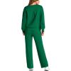 imagePRETTYGARDEN Womens 2 Piece Outfits 2025 Winter Long Sleeve Pullover Tops And Long Pants Lounge Sets TracksuitGreen