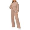 imagePRETTYGARDEN Womens 2 Piece Outfits 2025 Winter Long Sleeve Pullover Tops And Long Pants Lounge Sets TracksuitKhaki