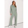 imagePRETTYGARDEN Womens 2 Piece Outfits 2025 Winter Long Sleeve Pullover Tops And Long Pants Lounge Sets TracksuitLight Green