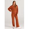 imagePRETTYGARDEN Womens 2 Piece Outfits 2025 Winter Long Sleeve Pullover Tops And Long Pants Lounge Sets TracksuitOrange