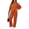 imagePRETTYGARDEN Womens 2 Piece Outfits 2025 Winter Long Sleeve Pullover Tops And Long Pants Lounge Sets TracksuitOrange