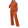 imagePRETTYGARDEN Womens 2 Piece Outfits 2025 Winter Long Sleeve Pullover Tops And Long Pants Lounge Sets TracksuitOrange