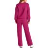 imagePRETTYGARDEN Womens 2 Piece Outfits 2025 Winter Long Sleeve Pullover Tops And Long Pants Lounge Sets TracksuitRose Red