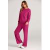 imagePRETTYGARDEN Womens 2 Piece Outfits 2025 Winter Long Sleeve Pullover Tops And Long Pants Lounge Sets TracksuitRose Red