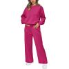 imagePRETTYGARDEN Womens 2 Piece Outfits 2025 Winter Long Sleeve Pullover Tops And Long Pants Lounge Sets TracksuitRose Red
