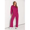 imagePRETTYGARDEN Womens 2 Piece Outfits 2025 Winter Long Sleeve Pullover Tops And Long Pants Lounge Sets TracksuitRose Red