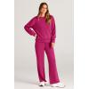 imagePRETTYGARDEN Womens 2 Piece Outfits 2025 Winter Long Sleeve Pullover Tops And Long Pants Lounge Sets TracksuitRose Red