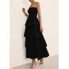 imagePRETTYGARDEN Womens Maxi Dress 2025 Summer Off Shoulder Smocked Tiered Ruffle Long Flowy Dresses Casual Beach SundressBlack