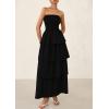 imagePRETTYGARDEN Womens Maxi Dress 2025 Summer Off Shoulder Smocked Tiered Ruffle Long Flowy Dresses Casual Beach SundressBlack