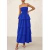 imagePRETTYGARDEN Womens Maxi Dress 2025 Summer Off Shoulder Smocked Tiered Ruffle Long Flowy Dresses Casual Beach SundressRoyal Blue