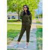 imagePRETTYGARDEN Womens Spring Fall 2 Piece Lounge Outfit Long Sleeve Crewneck Pullover Tops High Waisted Pants Set TracksuitArmy Green