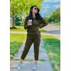 imagePRETTYGARDEN Womens Spring Fall 2 Piece Lounge Outfit Long Sleeve Crewneck Pullover Tops High Waisted Pants Set TracksuitArmy Green