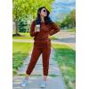 imagePRETTYGARDEN Womens Spring Fall 2 Piece Lounge Outfit Long Sleeve Crewneck Pullover Tops High Waisted Pants Set TracksuitBrick Red