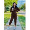 imagePRETTYGARDEN Womens Spring Fall 2 Piece Lounge Outfit Long Sleeve Crewneck Pullover Tops High Waisted Pants Set TracksuitBrown