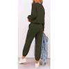 imagePRETTYGARDEN Womens Spring Fall 2 Piece Lounge Outfit Long Sleeve Crewneck Pullover Tops High Waisted Pants Set TracksuitPatternedarmy Green