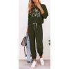 imagePRETTYGARDEN Womens Spring Fall 2 Piece Lounge Outfit Long Sleeve Crewneck Pullover Tops High Waisted Pants Set TracksuitPatternedarmy Green