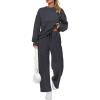 imagePRETTYGARDEN Womens 2 Piece Outfits 2025 Winter Long Sleeve Pullover Tops And Long Pants Lounge Sets TracksuitDark Grey