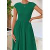 imagePRETTYGARDEN Womens 2025 Summer Casual Long Dresses Cap Sleeve Patchwork A Line Flowy Modest Elegant Homecoming Maxi DressDark Green