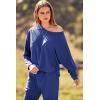 imagePRETTYGARDEN Womens Spring Fall Fashion Outfits 2 Piece Sweatsuit Long Sleeve Pullover Long Pants Ribbed Matching Lounge SetBlue