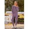 imagePRETTYGARDEN Womens Spring Fall Fashion Outfits 2 Piece Sweatsuit Long Sleeve Pullover Long Pants Ribbed Matching Lounge SetDeep Purple