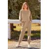 imagePRETTYGARDEN Womens Spring Fall Fashion Outfits 2 Piece Sweatsuit Long Sleeve Pullover Long Pants Ribbed Matching Lounge SetKhaki