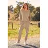 imagePRETTYGARDEN Womens Spring Fall Fashion Outfits 2 Piece Sweatsuit Long Sleeve Pullover Long Pants Ribbed Matching Lounge SetKhaki