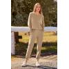 imagePRETTYGARDEN Womens Spring Fall Fashion Outfits 2 Piece Sweatsuit Long Sleeve Pullover Long Pants Ribbed Matching Lounge SetKhaki