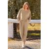 imagePRETTYGARDEN Womens Spring Fall Fashion Outfits 2 Piece Sweatsuit Long Sleeve Pullover Long Pants Ribbed Matching Lounge SetKhaki