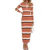 imagePRETTYGARDEN Womens Striped Spring Midi Sweater Dress Fall Long Sleeve Button Up V Neck Knit Bodycon Vacation Party DressesStriped Orange