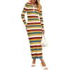 imagePRETTYGARDEN Womens Striped Spring Midi Sweater Dress Fall Long Sleeve Button Up V Neck Knit Bodycon Vacation Party DressesStriped Yellow