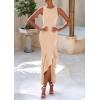 imagePRETTYGARDEN Womens Summer Bodycon Maxi Dress 2025 Sleeveless Ruffle Mermaid Cocktail Wedding Guest Formal Long DressesApricot