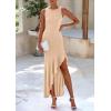 imagePRETTYGARDEN Womens Summer Bodycon Maxi Dress 2025 Sleeveless Ruffle Mermaid Cocktail Wedding Guest Formal Long DressesApricot