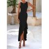 imagePRETTYGARDEN Womens Summer Bodycon Maxi Dress 2025 Sleeveless Ruffle Mermaid Cocktail Wedding Guest Formal Long DressesBlack