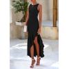 imagePRETTYGARDEN Womens Summer Bodycon Maxi Dress 2025 Sleeveless Ruffle Mermaid Cocktail Wedding Guest Formal Long DressesBlack