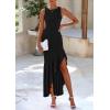 imagePRETTYGARDEN Womens Summer Bodycon Maxi Dress 2025 Sleeveless Ruffle Mermaid Cocktail Wedding Guest Formal Long DressesBlack