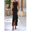 imagePRETTYGARDEN Womens Summer Bodycon Maxi Dress 2025 Sleeveless Ruffle Mermaid Cocktail Wedding Guest Formal Long DressesBlack