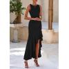 imagePRETTYGARDEN Womens Summer Bodycon Maxi Dress 2025 Sleeveless Ruffle Mermaid Cocktail Wedding Guest Formal Long DressesBlack